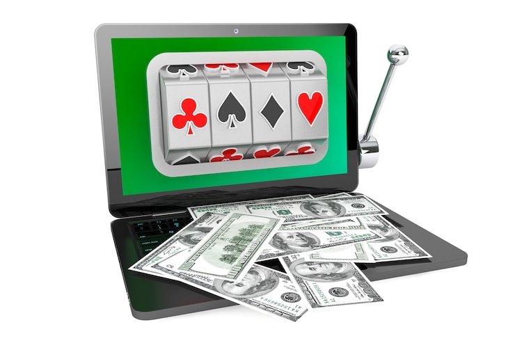 Slot game interface showing Diamond Empire reels and payout table